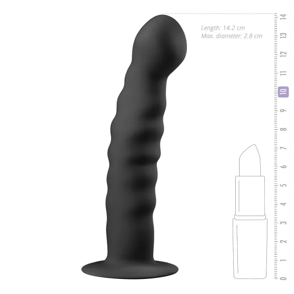 Easytoys - anální dildo s přísavkou - žebrované - černé 14 cm