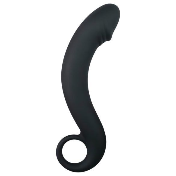 EasyToys - anální dildo zahnuté - silikon - černé