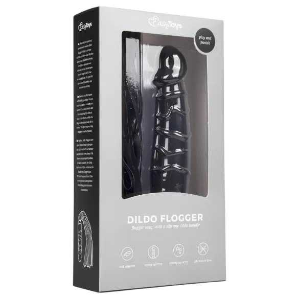 Easytoys - bič a silikonové dildo 2v1 - černý
