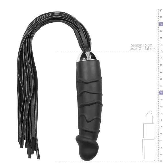 Easytoys - bič a silikonové dildo 2v1 - černý