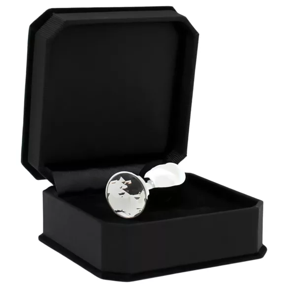 Rimba - anální kolík s kamínkem - kovový, průhledný kámen, stříbrný