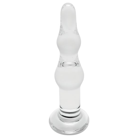 Rimba Dolly - vlnitý anální skleněný dildo (průhledný)
