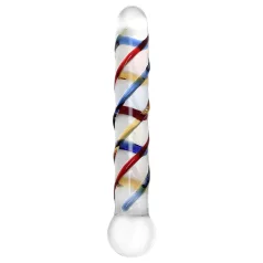   Rimba Rachella - dvojitý skleněný dildo - průhledný/barevný