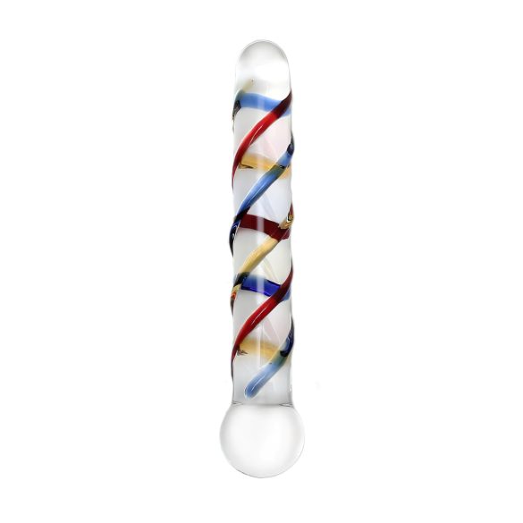 Rimba Rachella - dvojité skleněné dildo (průhledné - barevné)