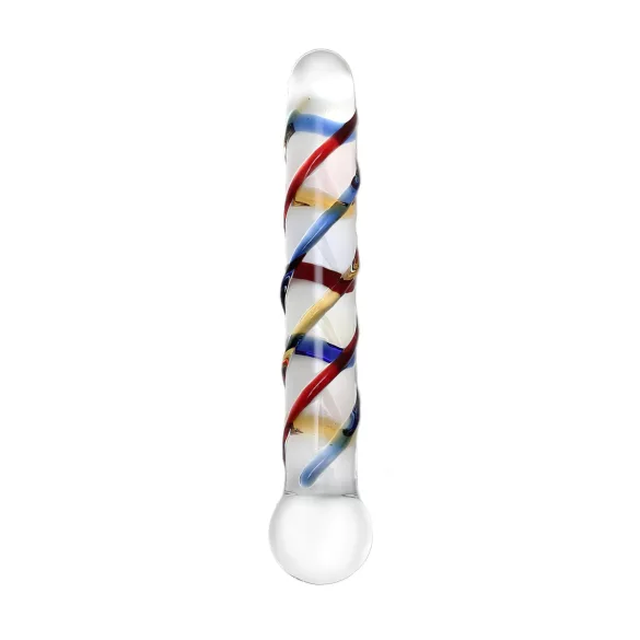 Rimba Rachella - dvojitý skleněný dildo - průhledný/barevný