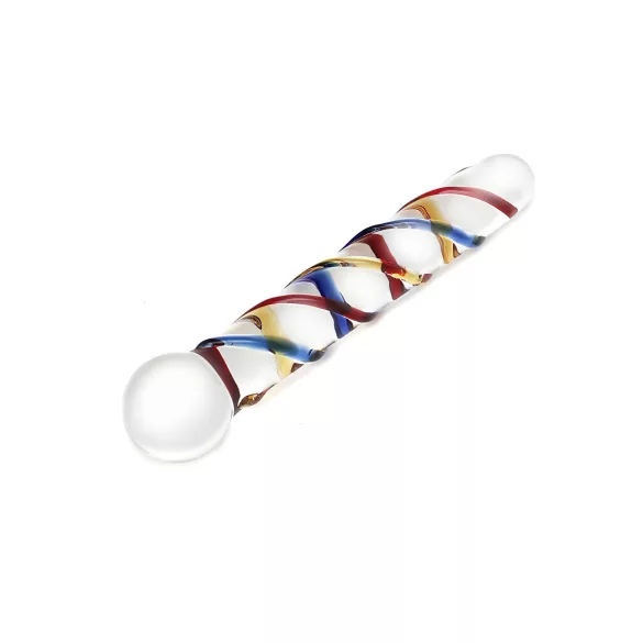 Rimba Rachella - dvojitý skleněný dildo - průhledný/barevný