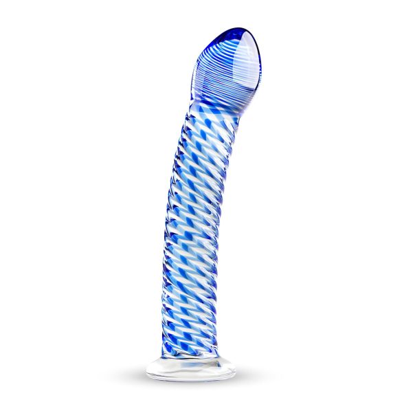 Gildo Glass No. 5 - spirál skleněné dildo (průhledné-modré)