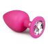 Easytoys Diamond - anální kolík s bílými kameny (velký) - růžový