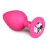 Easytoys Diamond - anální kolík s bílým kamenem (střední) - růžový
