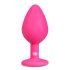 Easytoys Diamond - anální kolík s bílým kamenem (střední) - růžový