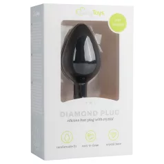   Easytoys - anální kolík s bílým kamínkem - střední - černý