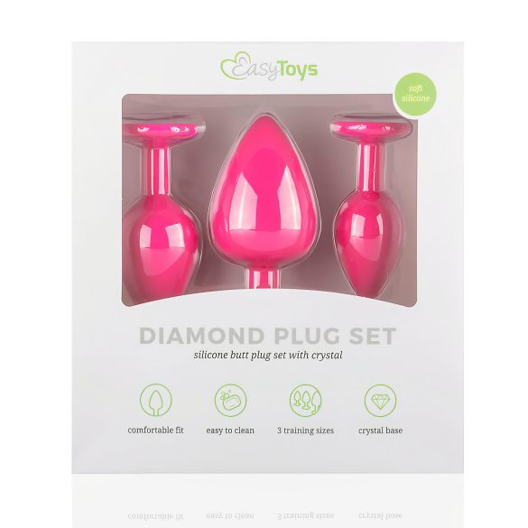 Easytoys Diamond - anální kolíky sada - růžová