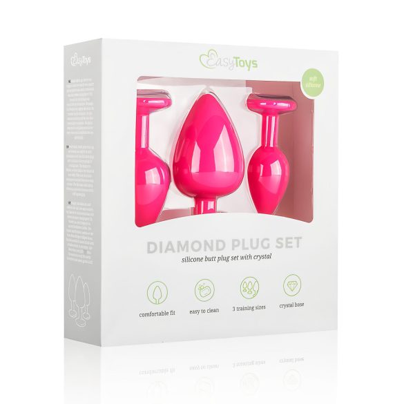 Easytoys Diamond - anální kolíky sada - růžová