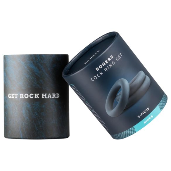 Boners - sada erekčních kroužků na penis - 3 ks - šedá