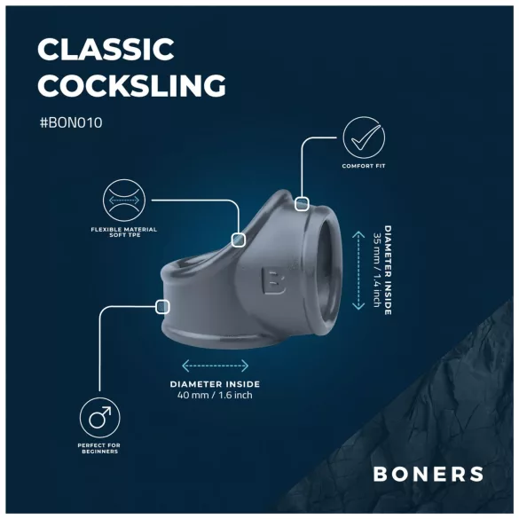 Boners - erekční kroužek a natahovač varlat - silikon šedý