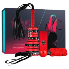   Secret Pleasure Chest - pokročilá sada BDSM - 10dílná (červená)