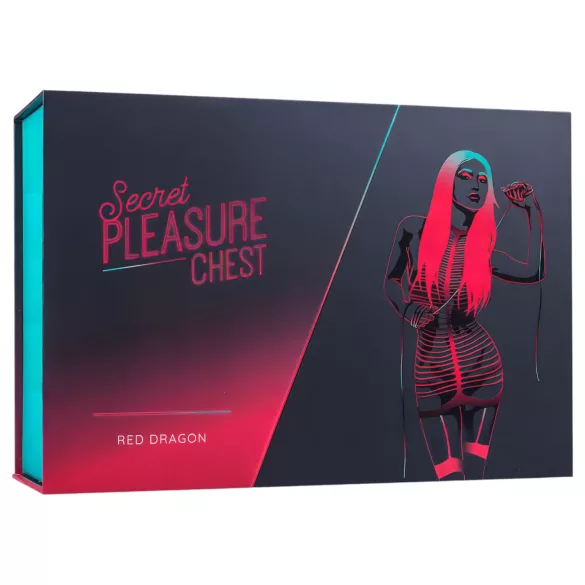 Secret Pleasure Chest - pokročilá sada BDSM - 10dílná (červená)