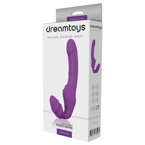 Dreamtoys Essentials - bezpopruhové připínací dildo vibrátor (fialový)