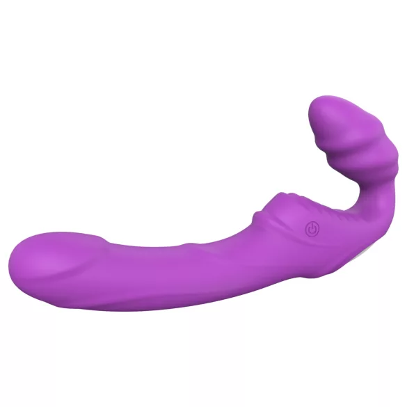 Dreamtoys Essentials - bezpopruhové připínací dildo vibrátor (fialový)