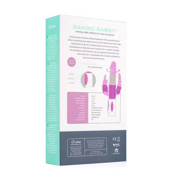 Easytoys Raving Rabbit - 3ramenný vibrátor (růžový)