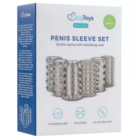 Easytoys - návlek na penis - sada návleků - šedá, 6 ks