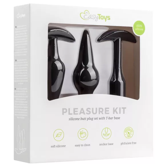 EasyToys Pleasure kit - různorodá sada análních kolíků (černá)