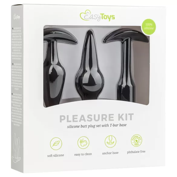 EasyToys Pleasure kit - různorodá sada análních kolíků (černá)