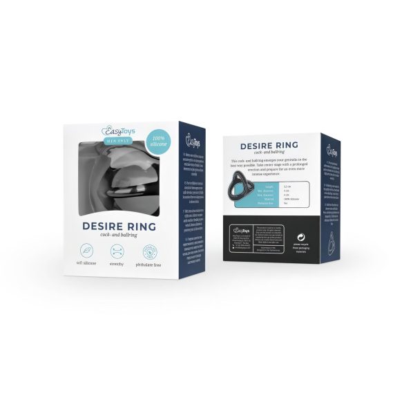 Easytoys Desire Ring - elastický penis a varlata kroužek (černý)