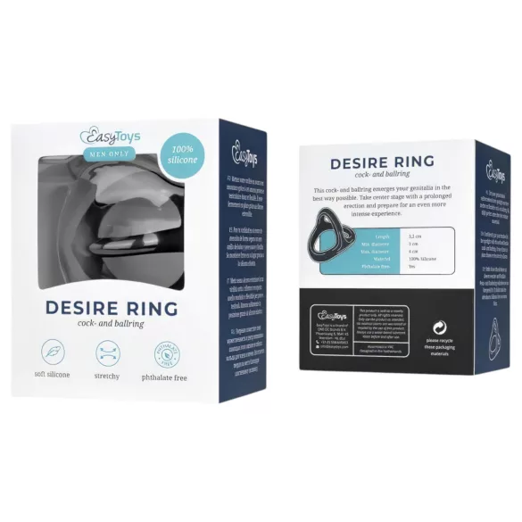 Easytoys Desire Ring - erekční kroužek na penis a varlata - pružný - černý