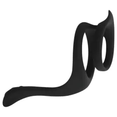   Easytoys - erekční kroužek na penis a varlata - pružný - černý