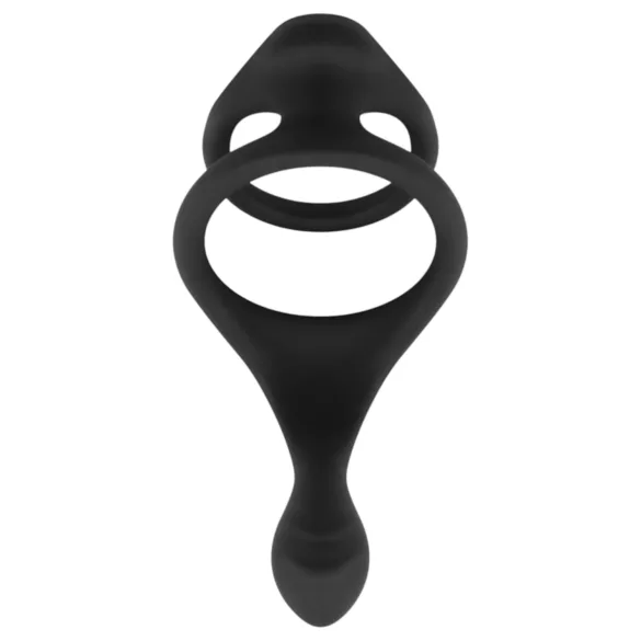 Easytoys - erekční kroužek na penis a varlata - pružný - černý