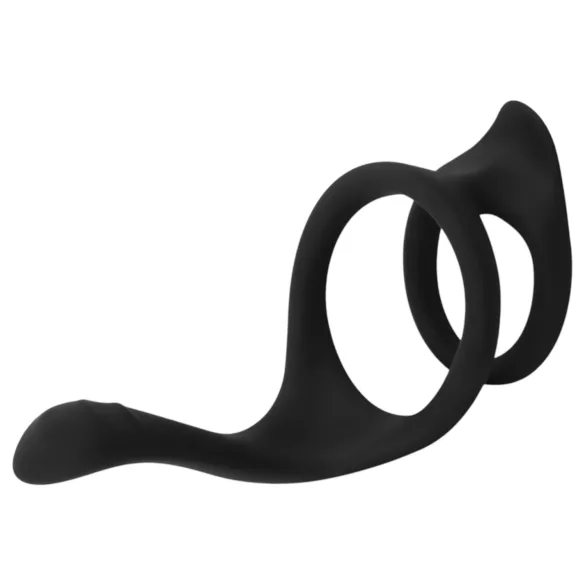 Easytoys - erekční kroužek na penis a varlata - pružný - černý