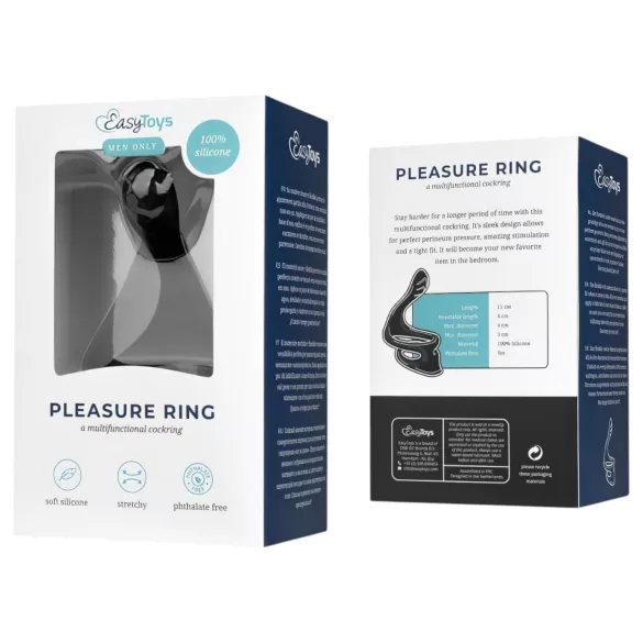 Easytoys - erekční kroužek na penis a varlata - pružný - černý