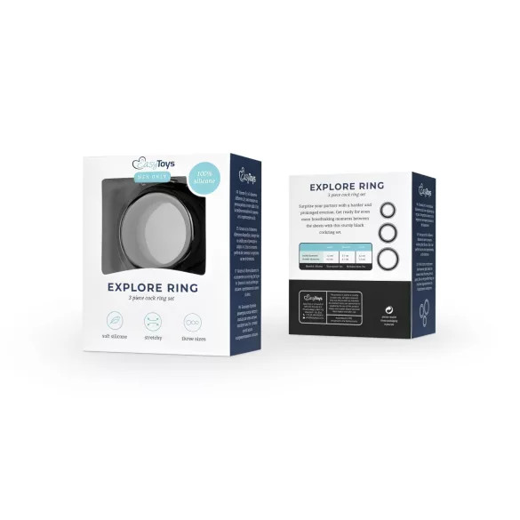 Easytoys - sada erekčních kroužků na penis - 3 kusy - černá