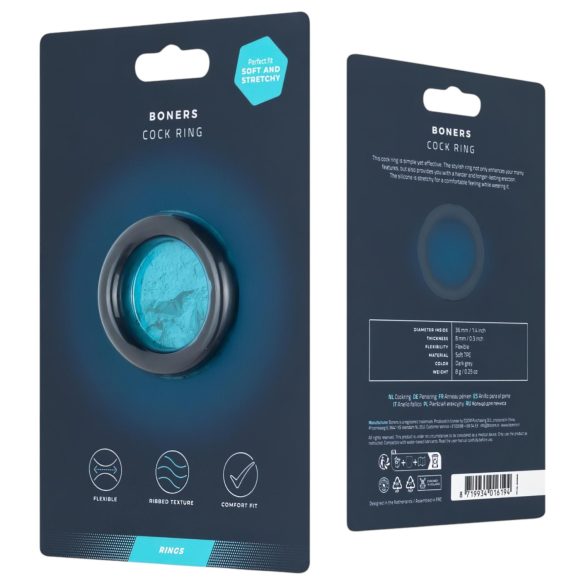 Boners Ergo - erekční kroužek na penis - silikon - šedý