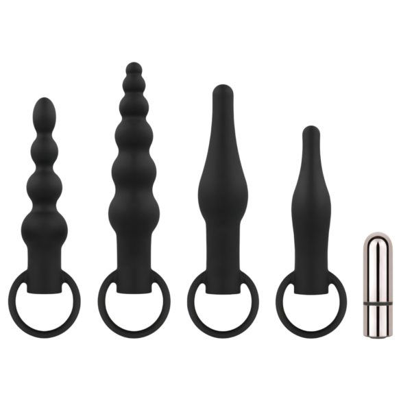 Easytoys - Sada análních vibrátorů s akumulátorem - 4 ks (černá)