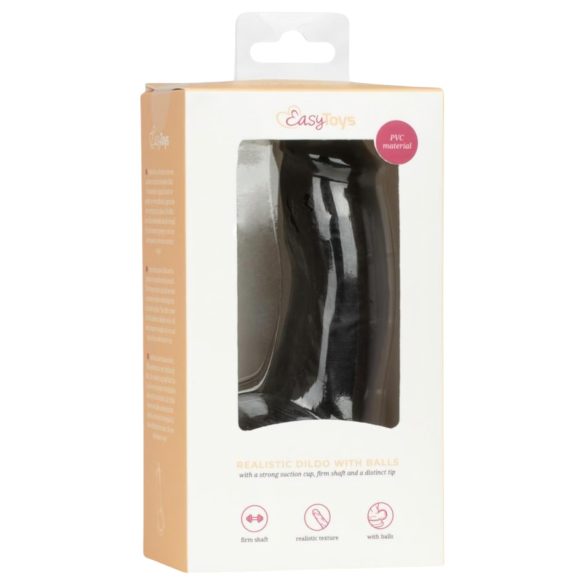 Easytoys - realistické dildo s varlaty - 12 cm - černé