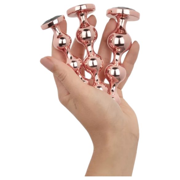 Rosy Gold - anální dildo sada - růžové zlato