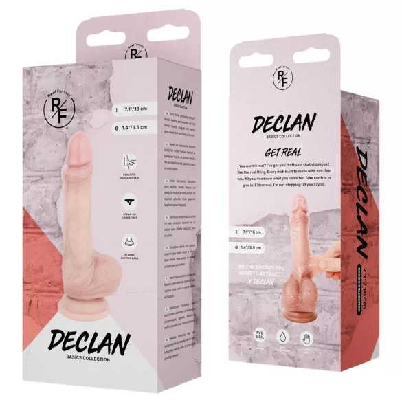 Real Fantasy Declan - realistický dildo s předkožkou (tělová barva) - 18 cm