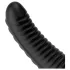 BUTTR Double Ribbed - obrovský rýhovaný anální kolík (černý) - 26 cm