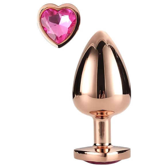 Gleaming Love anální plug srdíčko, růžovozlatý
