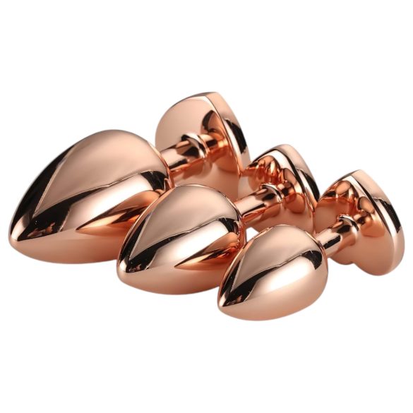 Gleaming Love - srdcový anální kolík set - rosegold (3 dílný)