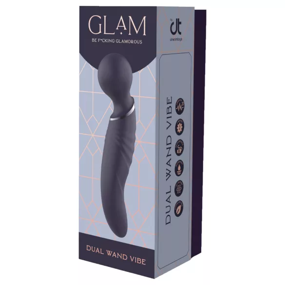Glam - oboustranný wand vibrátor (tmavě šedý)