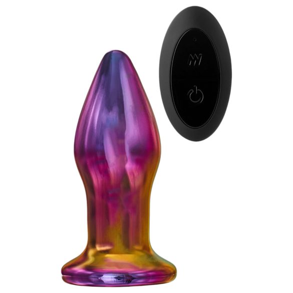 Glamour Glass - kónický, skleněný anální vibrátor s rádiem (barevný)