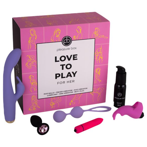 Krabička rozkoše Love to Play - sada vibrátorů - 6 ks (růžovo-fialová)