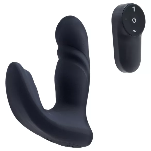 Dreamtoys Pulz - vibrační anální stimulátor s tlačným pohybem a dálkovým ovládáním (modrý)