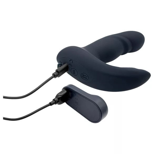 Dreamtoys Pulz - vibrační anální stimulátor s tlačným pohybem a dálkovým ovládáním (modrý)