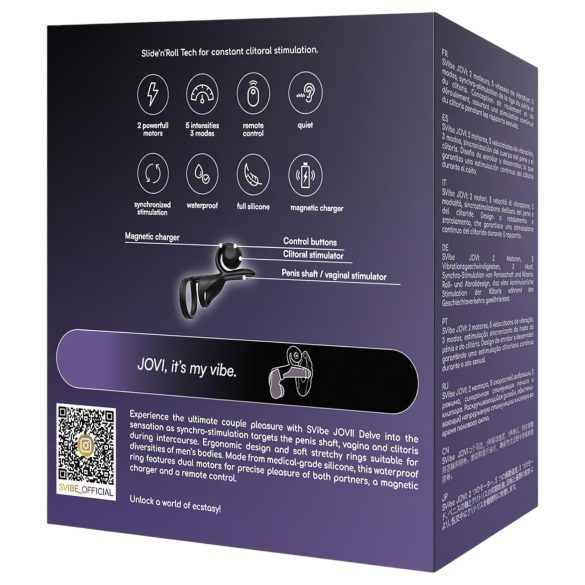 Snail Vibe Jovi - vibrační kroužek na penis a párový vibrátor - černý