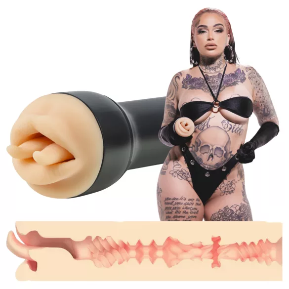 Kiiroo Feel Leigh Raven - umělá ústa s nastřiženým jazykem (přírodní)