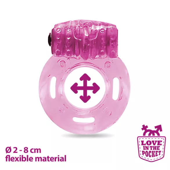 Love in the Pocket - vibrační erekční kroužek - jednorázový - růžový